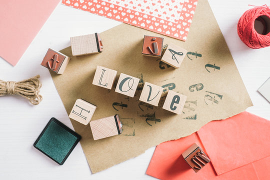 The Word Love" Written with Stamps""he Word "Love" Written wi""e Word "Love" Wr"" Word "L""W"