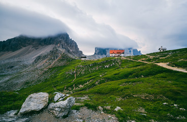 National Park Tre Cime di Lavaredo (Three peaks of Lavaredo, Drei Zinnen). Trentino Alto Adidge, Dolomites, Alps, Italy