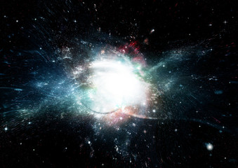 Stars, dust and gas nebula in a far galaxy