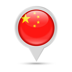 China Flag Round Pin Vector Icon