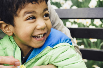 Close up of a happy Asian boy
