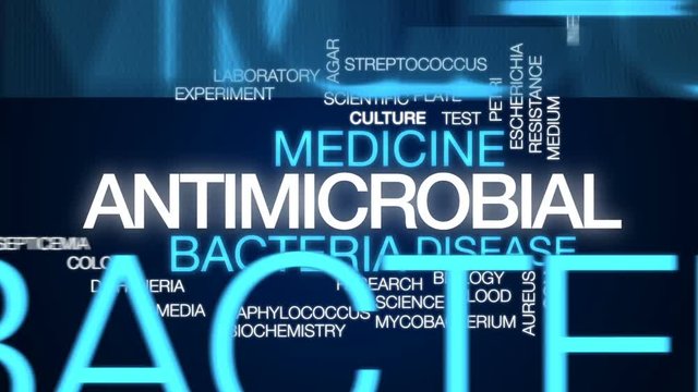 Antimicrobial animated word cloud, text design animation.