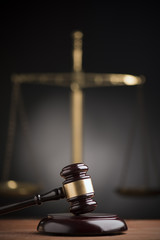 Law scales and wooden gavel