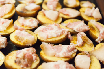 Potato baking close up