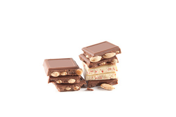 Piece of chocolate on white
