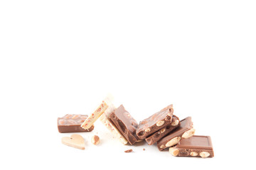 Piece of chocolate on white