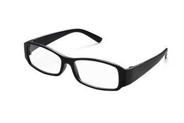 Black glasses isolated on white background (Clipping path included) to aid vision