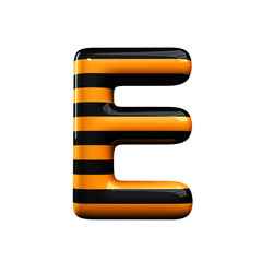 Orange and black striped hallowen letter E