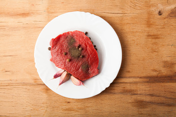 Fresh raw slice meat