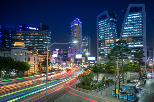 Seoul. Cityscape image of Seoul downtown at night.