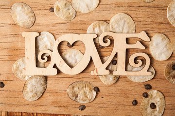 Wood inscription LOVE