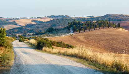 Tuscany sunrise countryside, Italy
