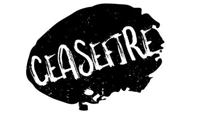 Ceasefire rubber stamp. Grunge design with dust scratches. Effects can be easily removed for a clean, crisp look. Color is easily changed.