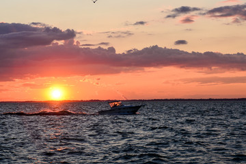 Sunset in Sandusky bay on Lake erie