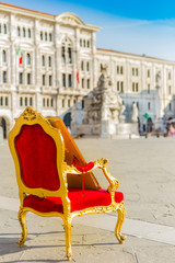 Red throne in a square