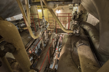 Steam engine room on multiple levels in Liberty Ship