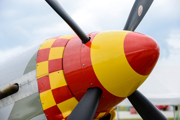 Plane nose showing propellers very cloroful