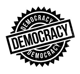 Democracy rubber stamp. Grunge design with dust scratches. Effects can be easily removed for a clean, crisp look. Color is easily changed.