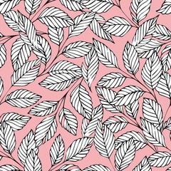 Seamless pattern with branches on a pink background