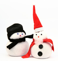zwei Schneemann Weihnachtsmann aus Socken hell