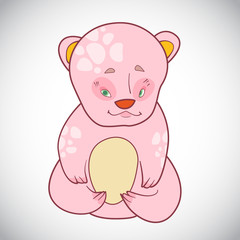 Fototapeta na wymiar Cartoon of cute pink baby bear