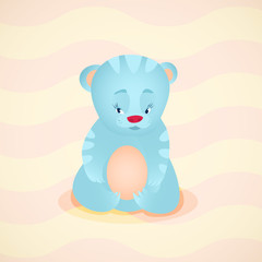 Illustration with cute blue baby bear