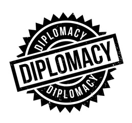 Diplomacy rubber stamp. Grunge design with dust scratches. Effects can be easily removed for a clean, crisp look. Color is easily changed.