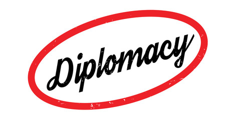 Diplomacy rubber stamp. Grunge design with dust scratches. Effects can be easily removed for a clean, crisp look. Color is easily changed.
