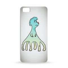 mobile phone case design with Cartoon of weird fantasy creature with small hands
