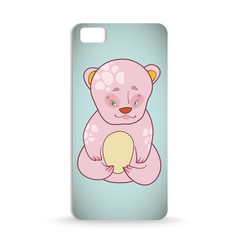 mobile phone case design with Cartoon of cute pink baby bear
