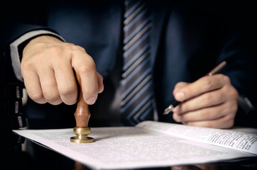 Lawyer or attorney at notary public office
