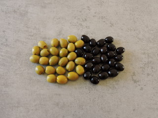 Black and green olives.