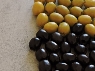 Black and green olives.