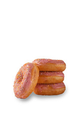 Stack of doughnuts on a white background