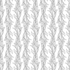 Leaves seamless pattern background. Template for a business card, banner, poster, notebook, invitation with modern hand drawn leaves