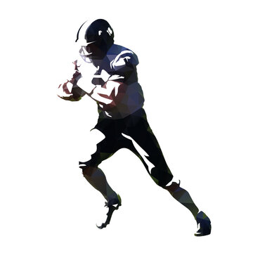 American football, running player with ball. Abstract geometric silhouette