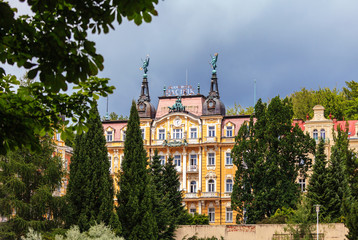 Fototapeta na wymiar Romantic architecture of Bohemia. Marianske Lazne (Marienbad), Czech Republic