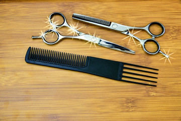 Hair cutting shears and comb