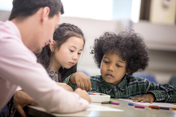 Portrait of Children learning at classroom together, Children with education concept