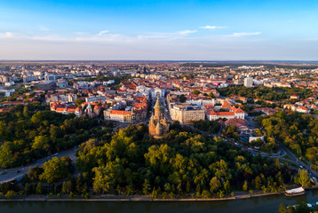 Aerial view of Timisoara city in Romania taken by a professional drone