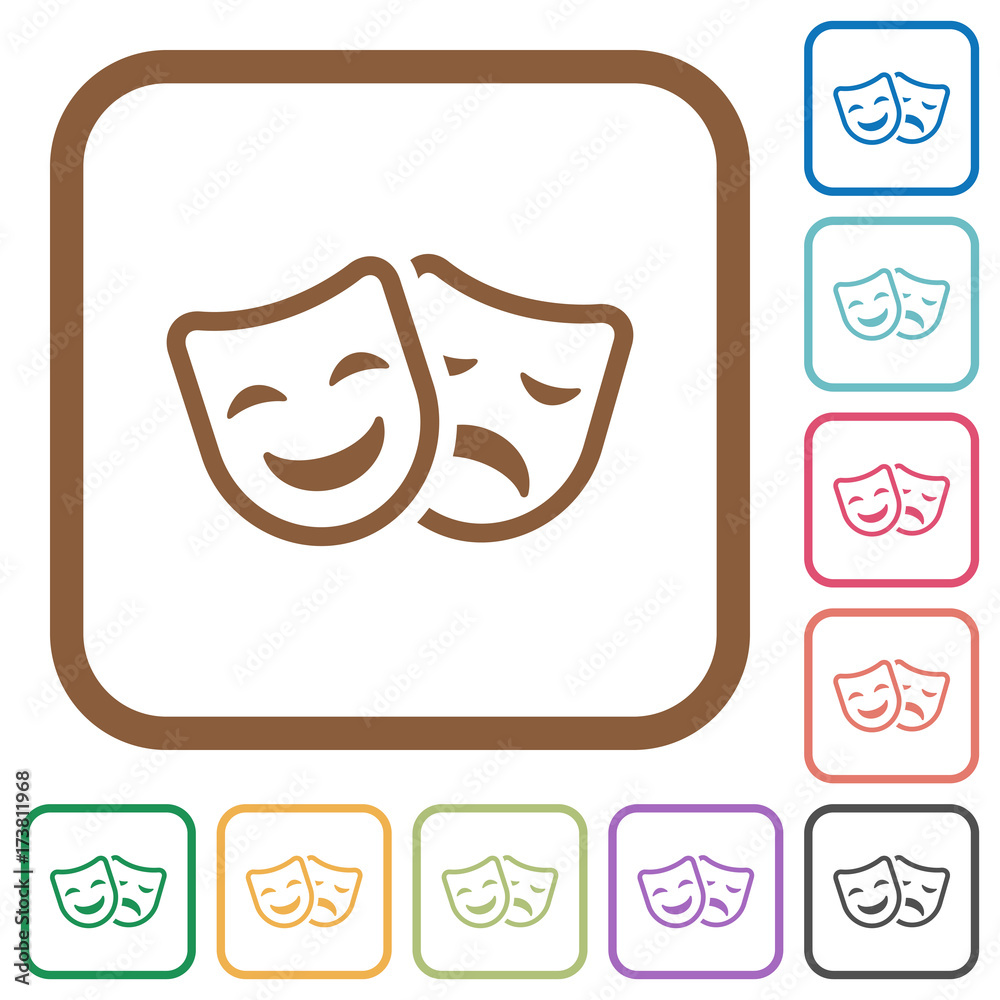 Sticker comedy and tragedy theatrical masks simple icons