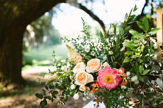 Flowers at an outdoor event