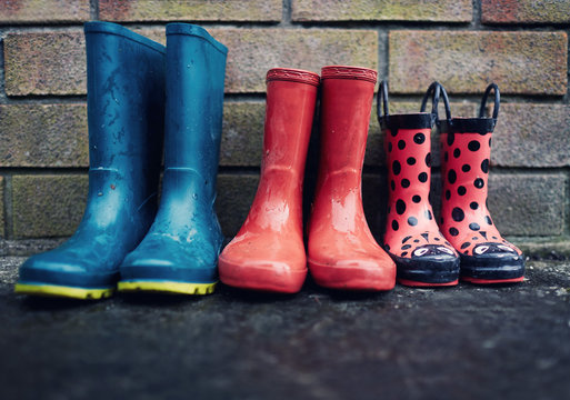 Wellington boots lined up