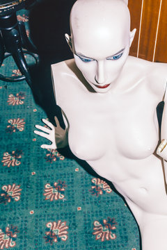 white retro doll on a colorful carpet,fashion,interior,style,colorful,different