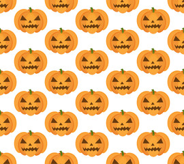 Halloween pumpkin seamless pattern. Scary repeating texture, endless background. Vetor illustration