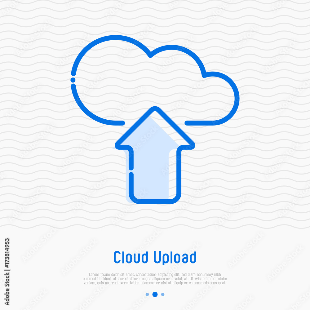 Wall mural cloud upload thin line icon. modern vector illustration related to cloud technology.