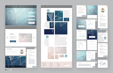 Website template design with interface elements