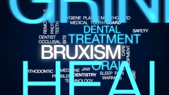 Bruxism animated word cloud, text design animation.