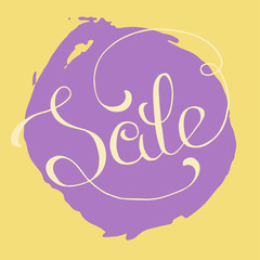 Hand lettering sale on grunge brush background