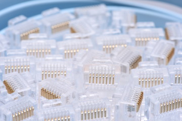 Group of rj45 plugs for network cables